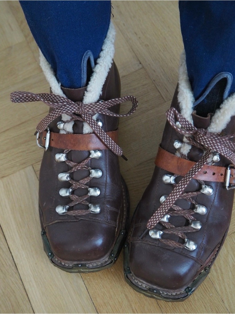 Vintage 1940s Leather Ski Boots | Sturdy Walking Boots